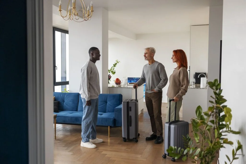 Guests opening a WelloGuest digital welcome guide from a QR code